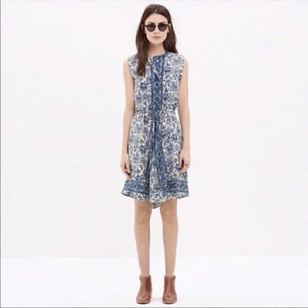 Madewell Blue and White floral Journey Dress M